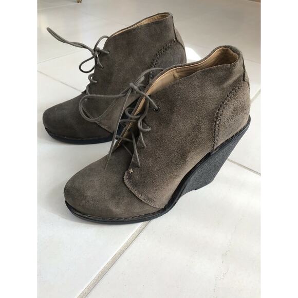 Rag & Bone Odval Suede Lace Up Platform Wedge Booties Olive - Picture 6 of 12